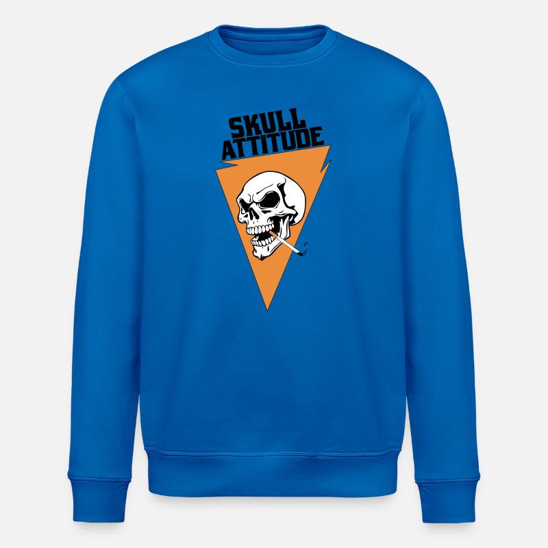 Crâne Rebelle avec Cigarette Triangle - Sweat bio ROLLER Stanley/Stella Unisexe - bleu roi