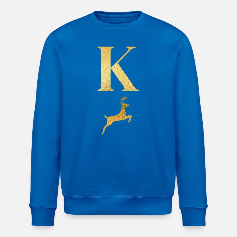 Buchstabe k Goldener Hirsch - Geschenkidee - Stanley/Stella Unisex Bio-Sweatshirt ROLLER - Königsblau