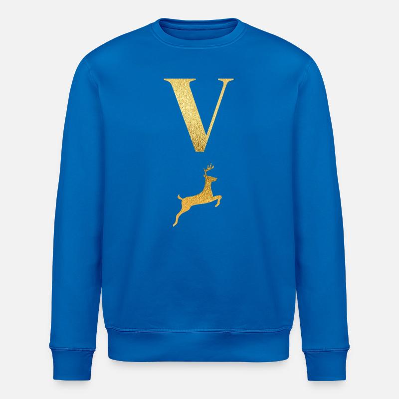 Buchstabe v goldener Hirsch - Geschenkidee - Stanley/Stella Unisex Bio-Sweatshirt ROLLER - Königsblau
