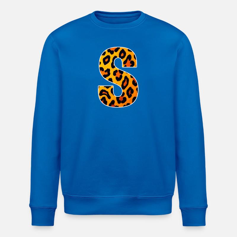 Lettre S à imprimé léopard - Sweat bio ROLLER Stanley/Stella Unisexe - bleu roi