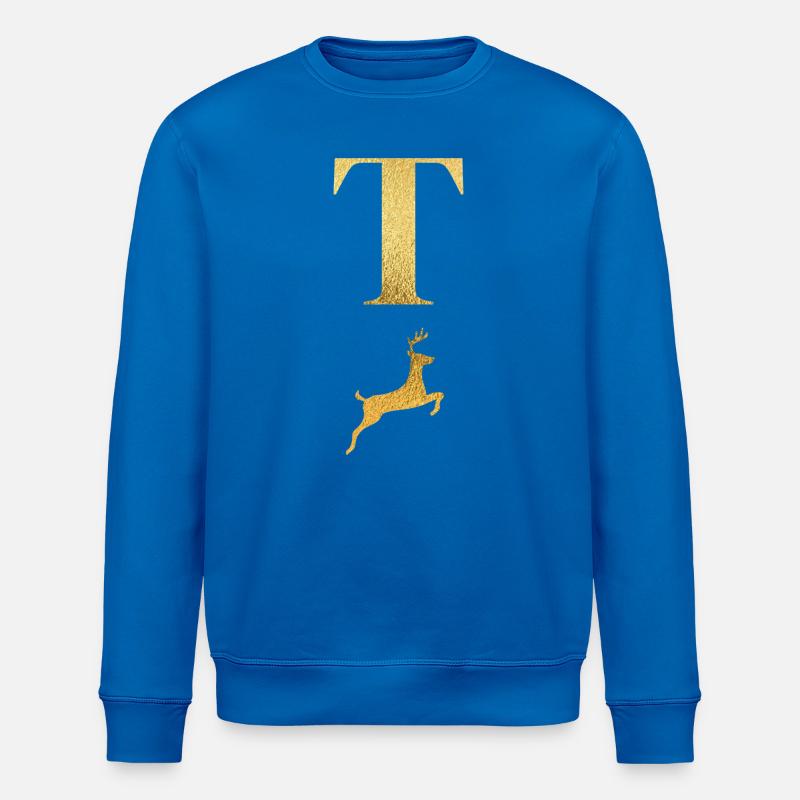 Buchstabe t goldener Hirsch - Geschenkidee - Stanley/Stella Unisex Bio-Sweatshirt ROLLER - Königsblau