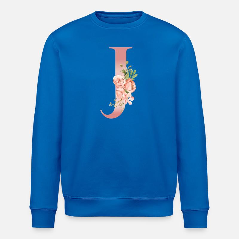 Monogramm J Blumen-Aquarell - Stanley/Stella Unisex Bio-Sweatshirt ROLLER - Königsblau