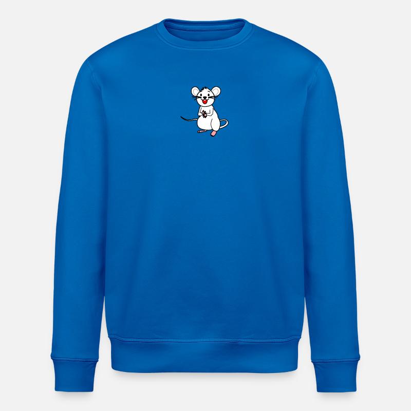 Souris blanche heureuse - Sweat bio ROLLER Stanley/Stella Unisexe - bleu roi