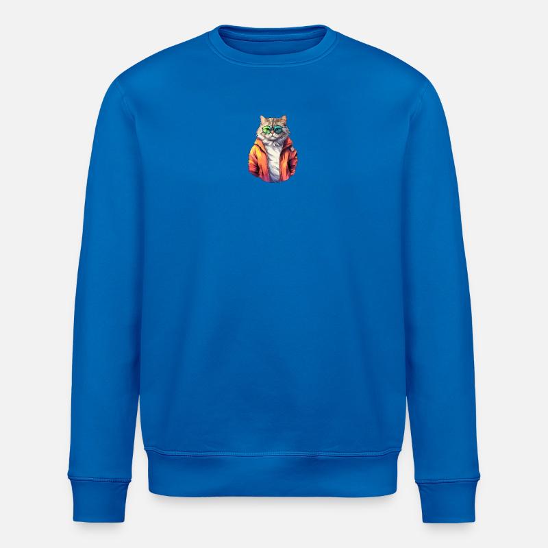Coole 80s Katze - Stanley/Stella Unisex Bio-Sweatshirt ROLLER - Königsblau