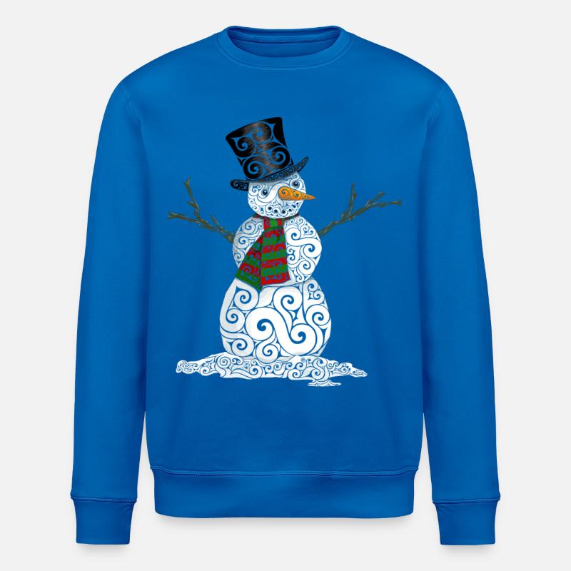Happy Swirly Snowman - Stanley/Stella ROLLER Unisex Organic Sweatshirt - royal blue