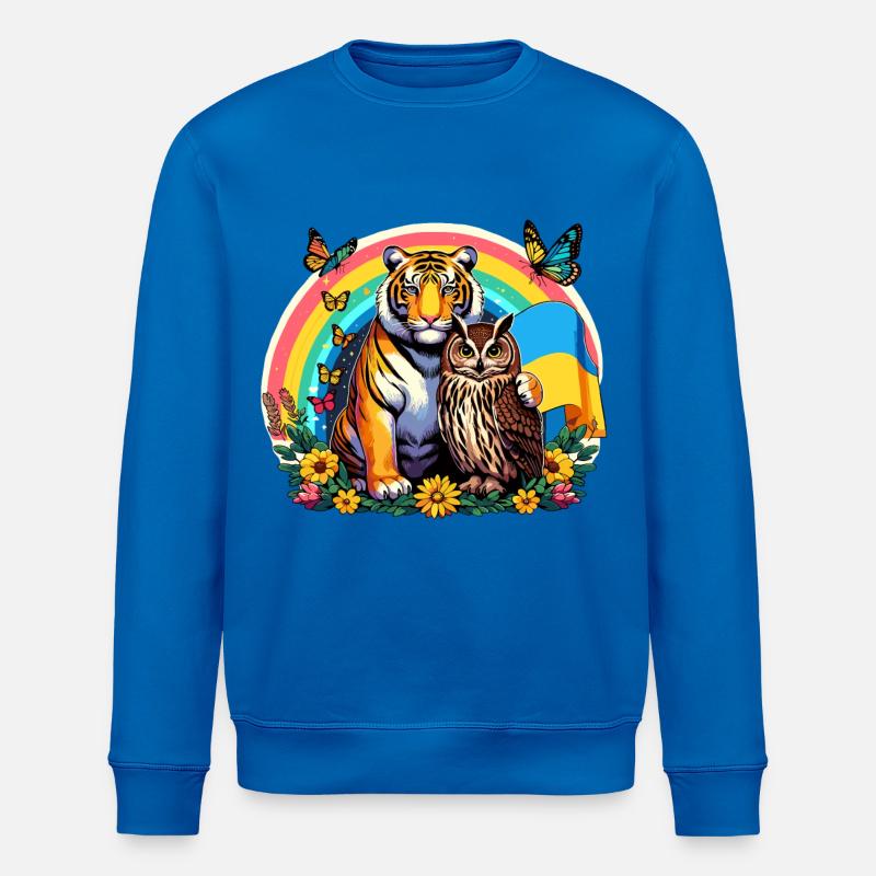 Tiger Eule Regenbogen - Stanley/Stella Unisex Bio-Sweatshirt ROLLER - Königsblau
