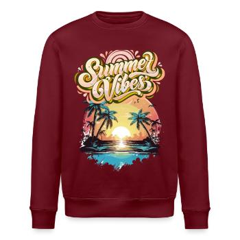 Summer Mood Palm Trees Sunset - Stanley/Stella ROLLER Unisex Organic Sweatshirt - burgundy - Front - Nik (191cm)