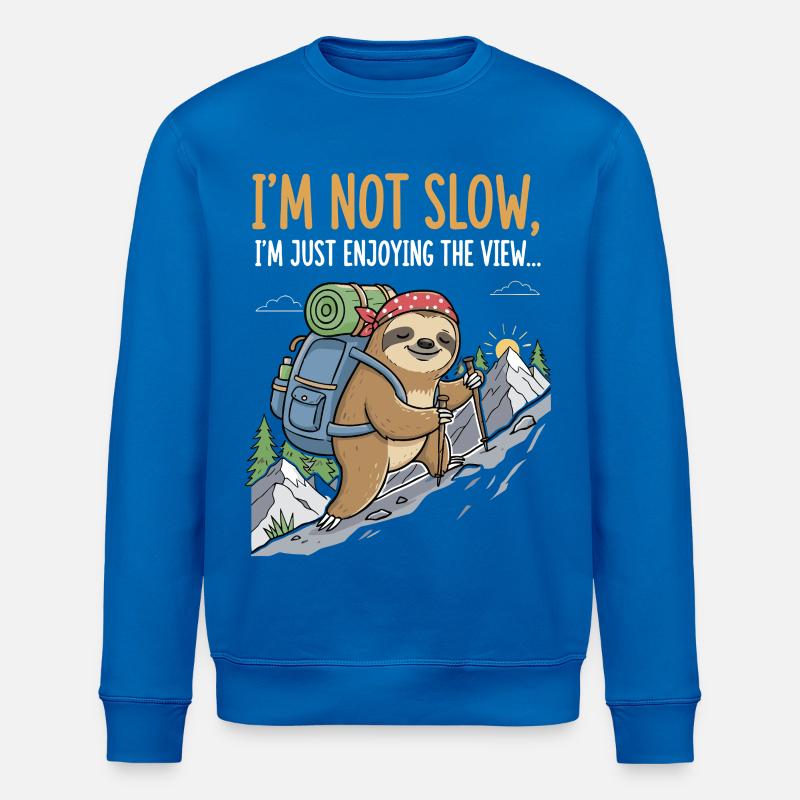 Faultier beim Bergsteigen mit Aussicht - Stanley/Stella Unisex Bio-Sweatshirt ROLLER - Königsblau