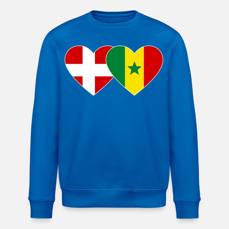 Dänemark Senegal Flagge Herz - Stanley/Stella Unisex Bio-Sweatshirt ROLLER - Königsblau