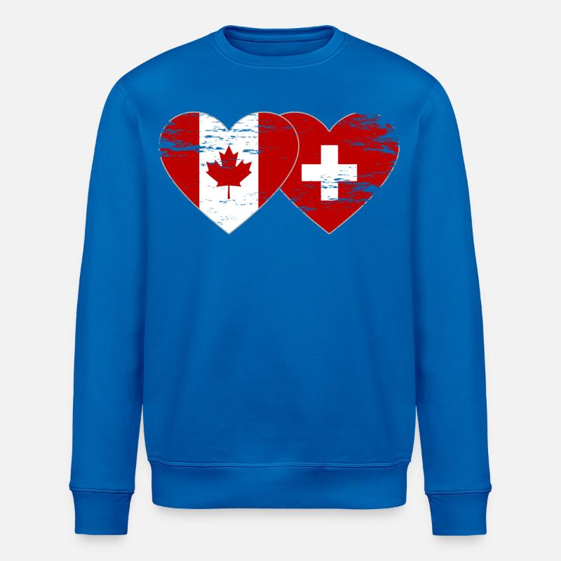 Cœur du drapeau Canada Suisse utilisé - Sweat bio ROLLER Stanley/Stella Unisexe - bleu roi