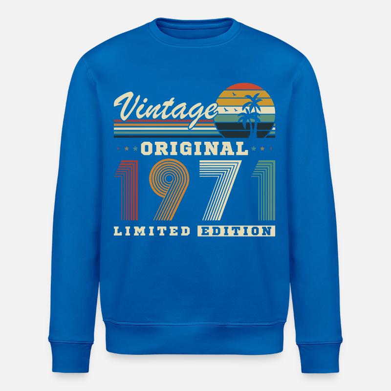 Originales Retro-Jubiläumsgeschenk von 1971 - Stanley/Stella Unisex Bio-Sweatshirt ROLLER - Königsblau