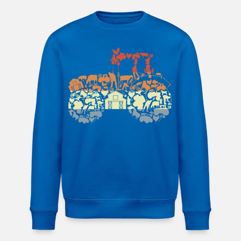 Retro Traktor Silhouette - Stanley/Stella Unisex Bio-Sweatshirt ROLLER - Königsblau