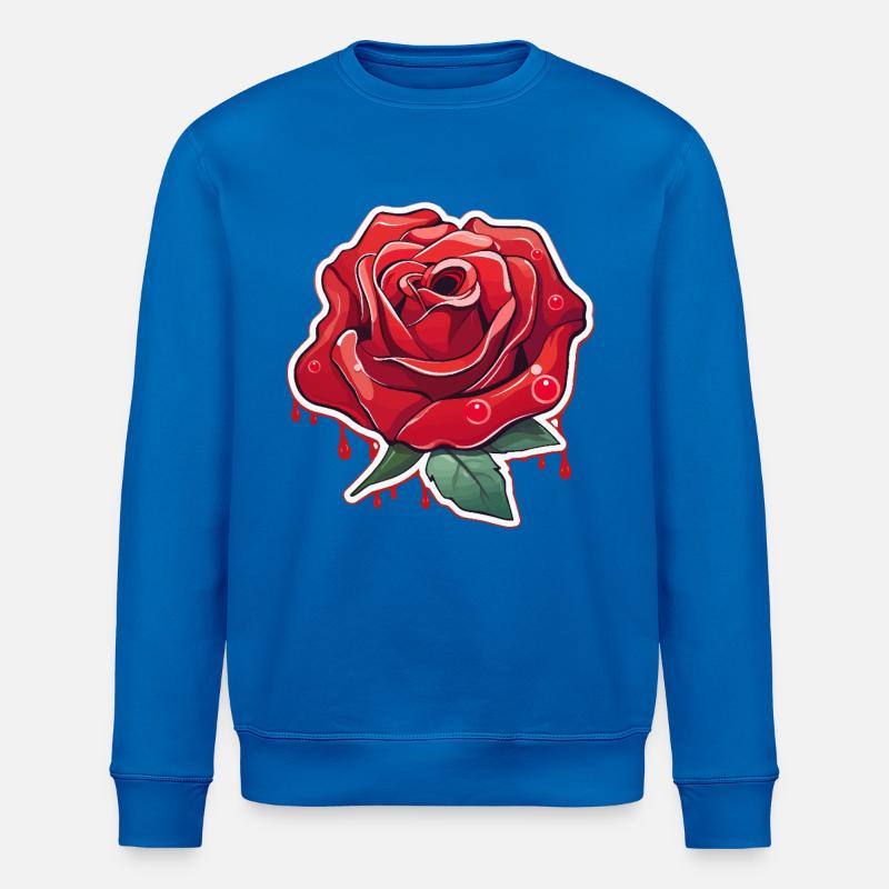 Blutrote Rose Tattoo Stil - Stanley/Stella Unisex Bio-Sweatshirt ROLLER - Königsblau