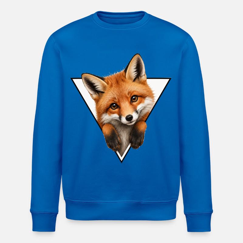 Illustration du renard dans le triangle - Sweat bio ROLLER Stanley/Stella Unisexe - bleu roi