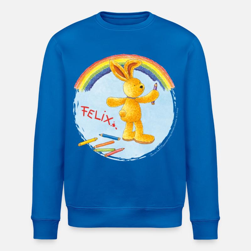 Felix der Hase malt Regenbogen - Stanley/Stella Unisex Bio-Sweatshirt ROLLER - Königsblau