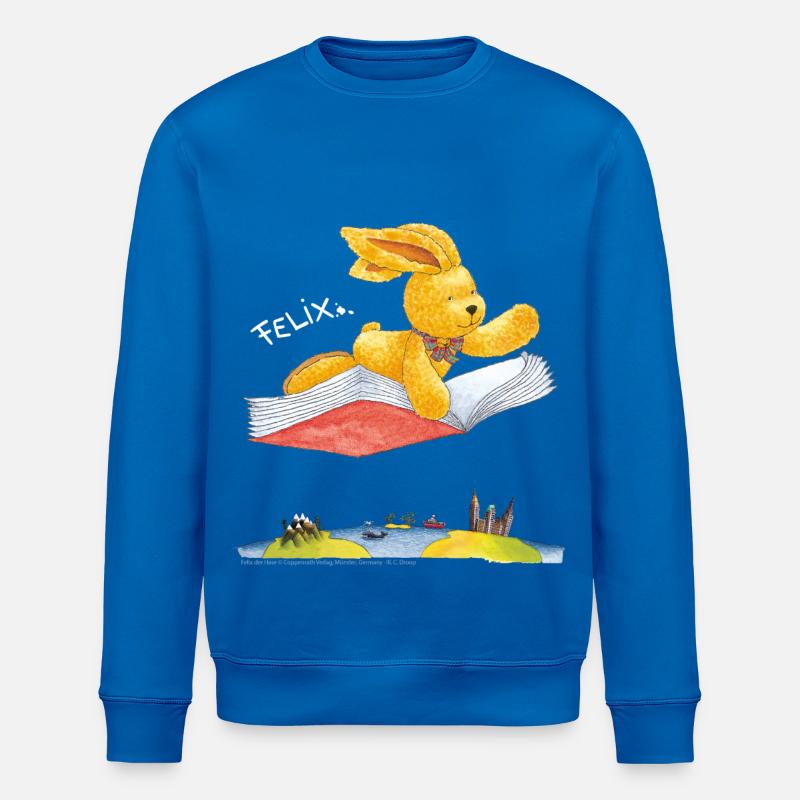 Felix the Rabbit Flying Book - Stanley/Stella ROLLER Unisex Organic Sweatshirt - royal blue