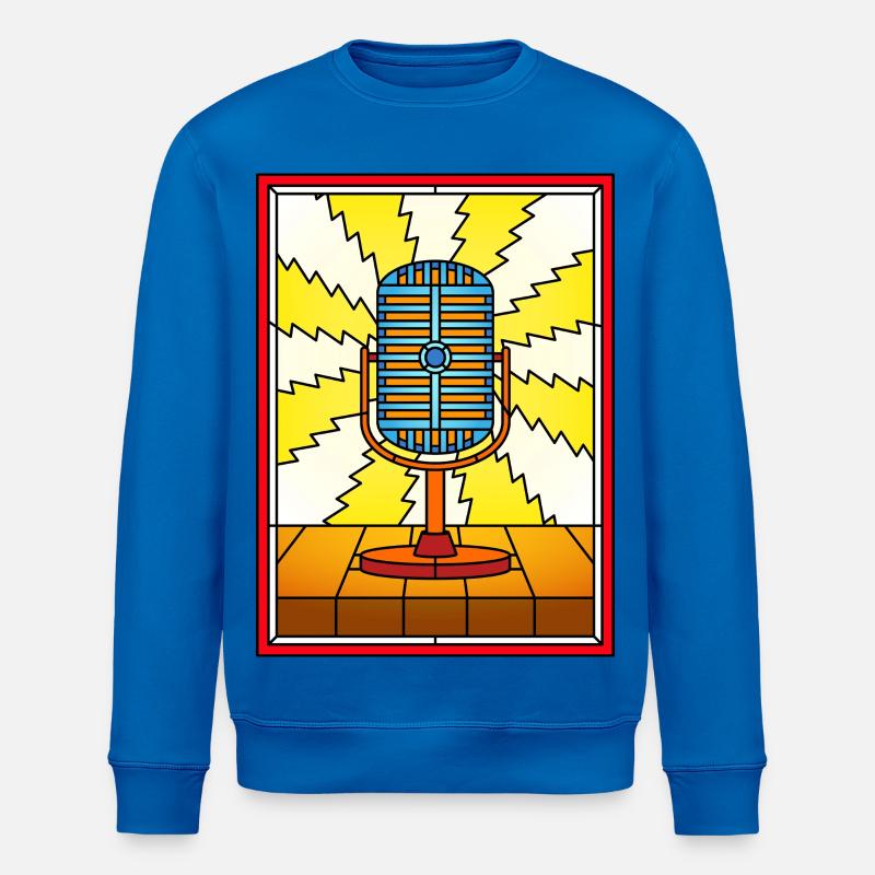 Retro Microphone Lightning Burst - Stanley/Stella ROLLER Unisex Organic Sweatshirt - royal blue