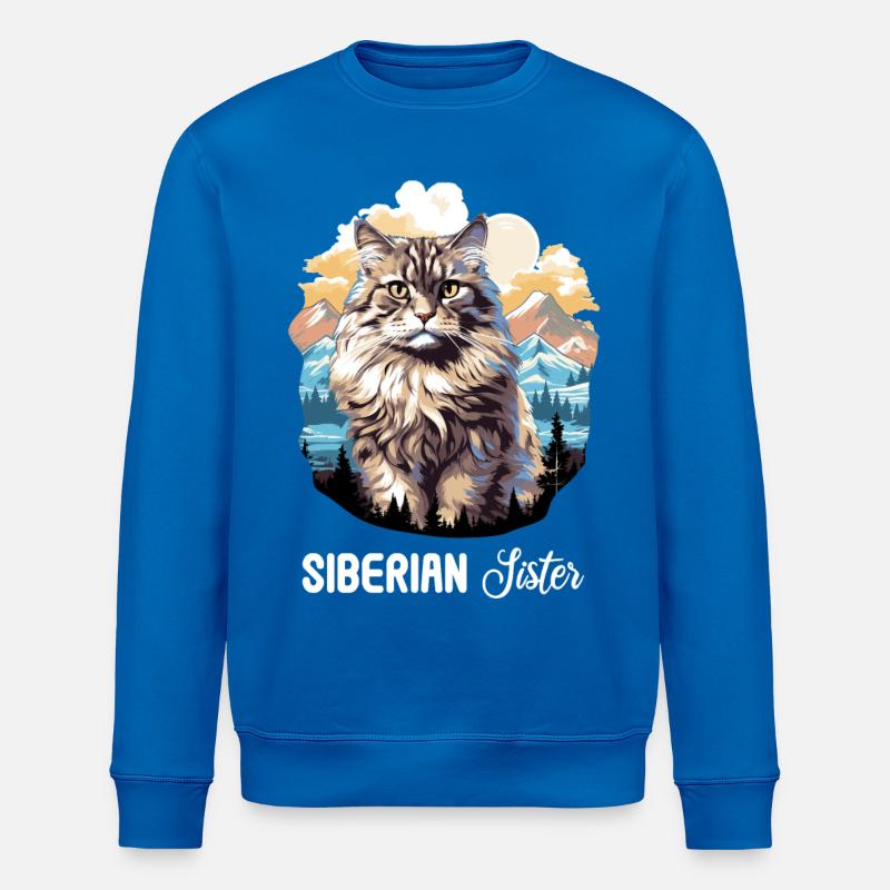 Chat Sibérien Sibirische Katze - Sweat bio ROLLER Stanley/Stella Unisexe - bleu roi