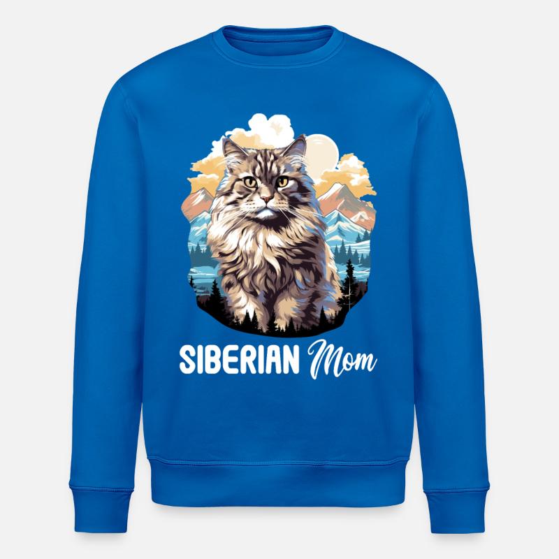 Chat Sibérien Sibirische Katze - Sweat bio ROLLER Stanley/Stella Unisexe - bleu roi