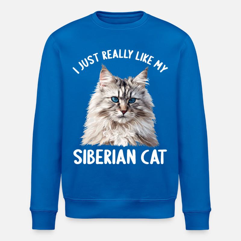 Chat Sibérien Sibirische Katze - Sweat bio ROLLER Stanley/Stella Unisexe - bleu roi