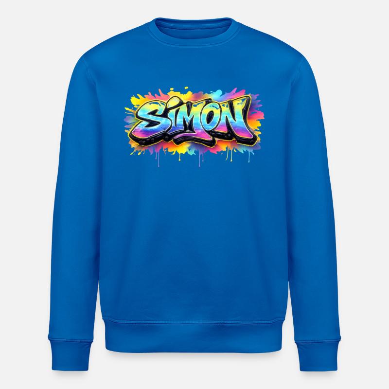 Graffiti SIMON Name Gift Ideal Printable - Stanley/Stella ROLLER Unisex Organic Sweatshirt - royal blue