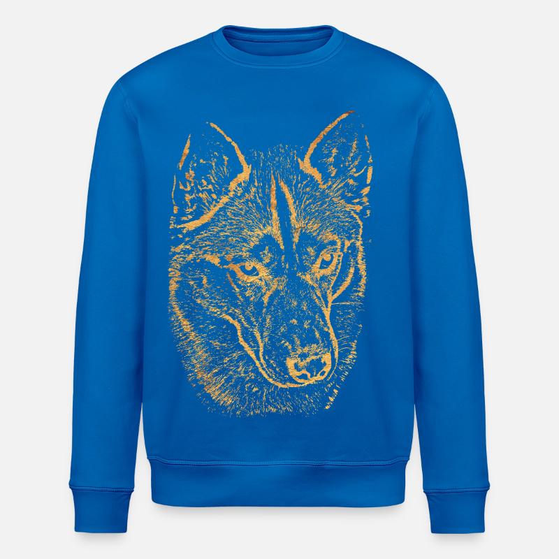 Goldener Wolfkopf Husky Silhouette - Stanley/Stella Unisex Bio-Sweatshirt ROLLER - Königsblau