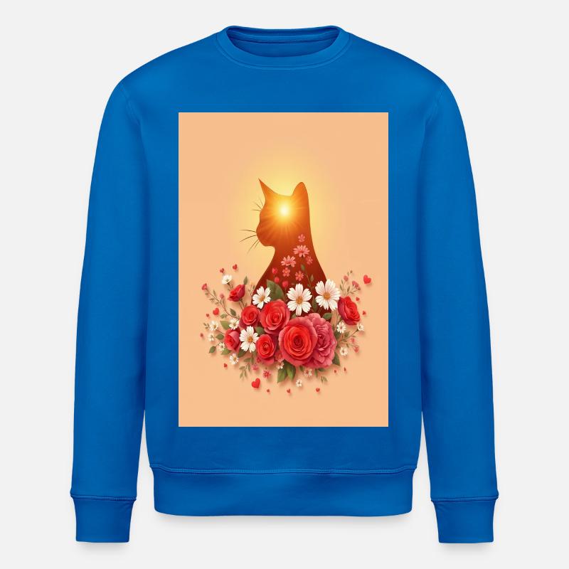 Katze mit Rosen - Stanley/Stella Unisex Bio-Sweatshirt ROLLER - Königsblau