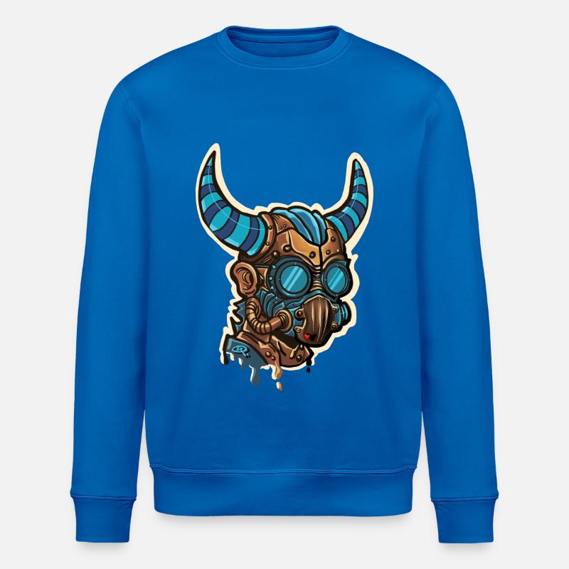 Bluish Horned Steampunk Mask - Stanley/Stella ROLLER Unisex Organic Sweatshirt - royal blue