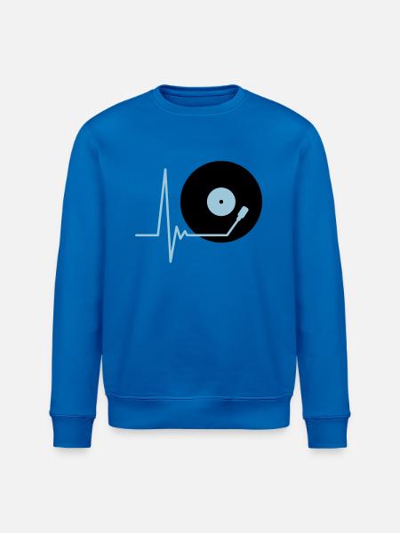 Vinyl Record Music Pulse Heartbeat Frequency - Stanley/Stella ROLLER Unisex Organic Sweatshirt - royal blue