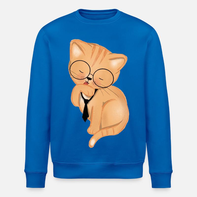 Office Cat with Tie - Stanley/Stella ROLLER Unisex Organic Sweatshirt - royal blue