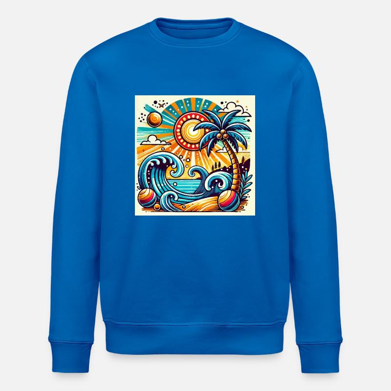Coucher de soleil tropical - Sweat bio ROLLER Stanley/Stella Unisexe - bleu roi