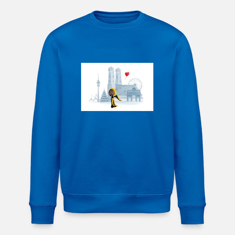 Münchner Kindl mit München Skyline - Stanley/Stella Unisex Bio-Sweatshirt ROLLER - Königsblau