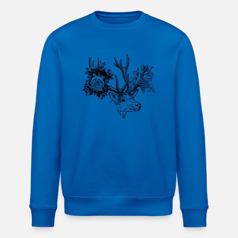 Hirsch mit Uhr und Trauben - Stanley/Stella Unisex Bio-Sweatshirt ROLLER - Königsblau