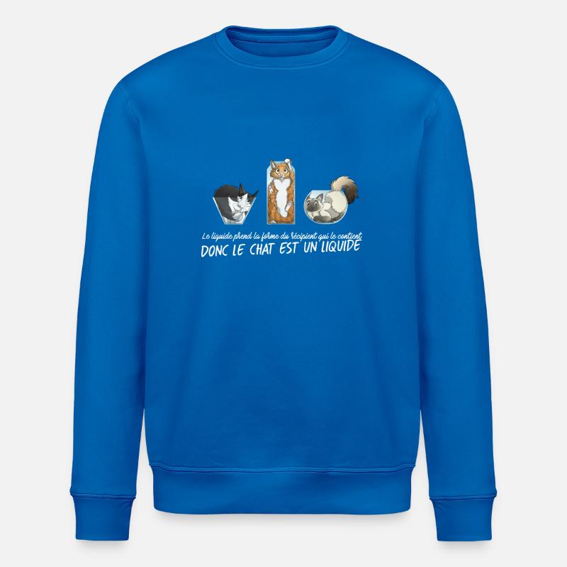 Chat Liquide - Blanc - Sweat bio ROLLER Stanley/Stella Unisexe - bleu roi