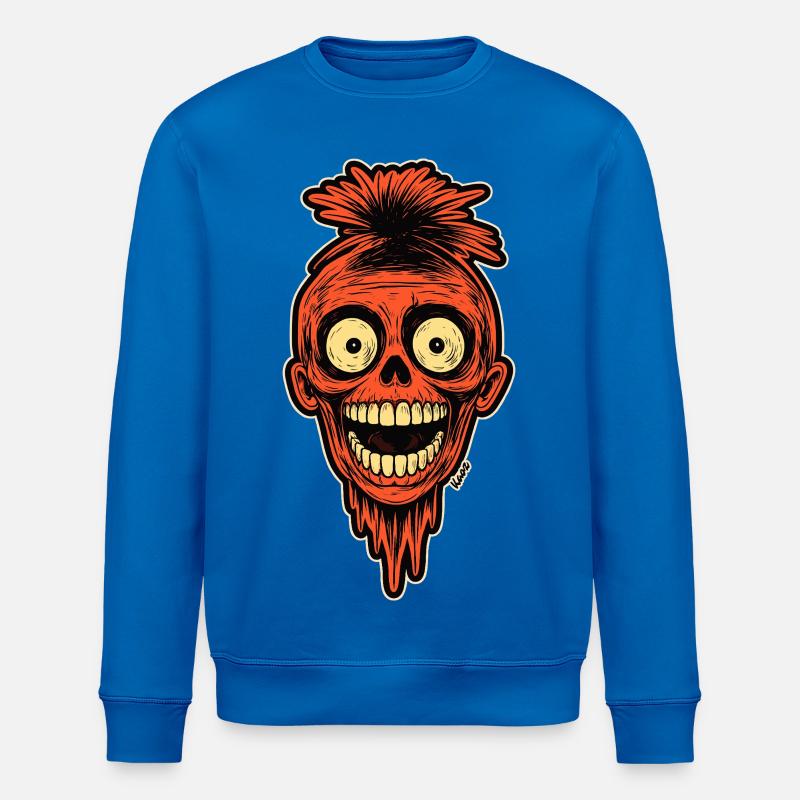 Crimson Skull Mohawk Mascot - Stanley/Stella ROLLER Unisex Organic Sweatshirt - royal blue