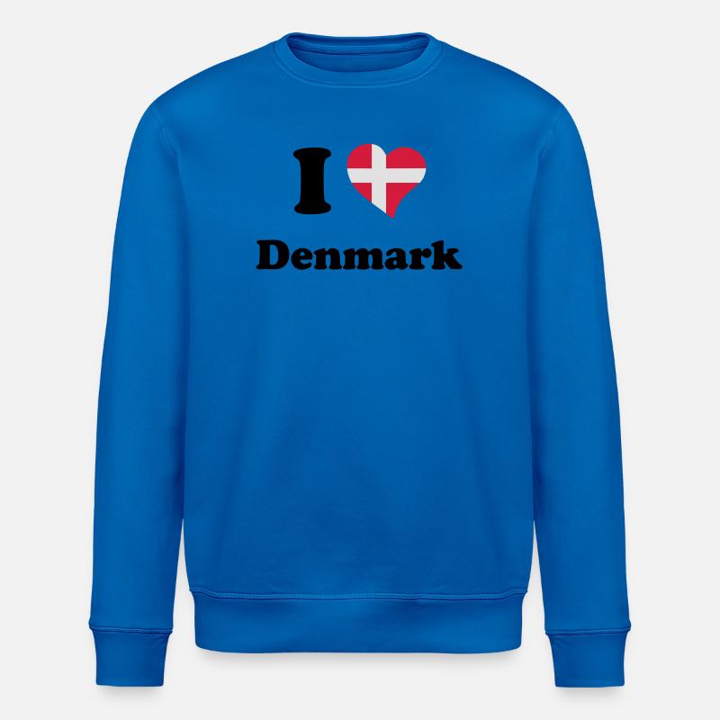 I love Denmark - J'aime le Danemark - Sweat bio ROLLER Stanley/Stella Unisexe - bleu roi