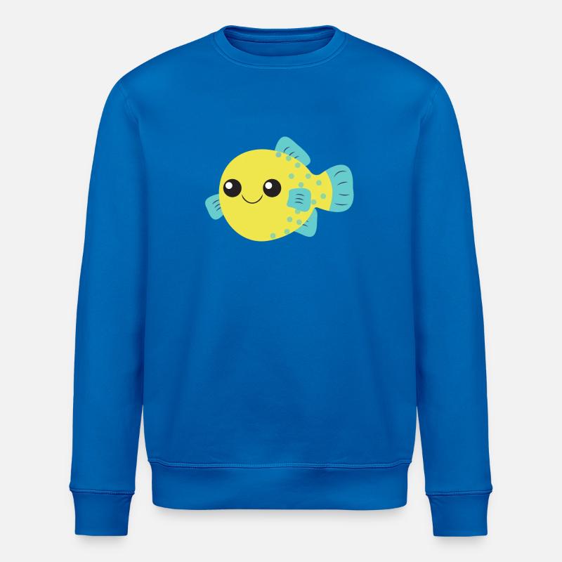 Poisson-globe, poisson mignon, océan, - Sweat bio ROLLER Stanley/Stella Unisexe - bleu roi