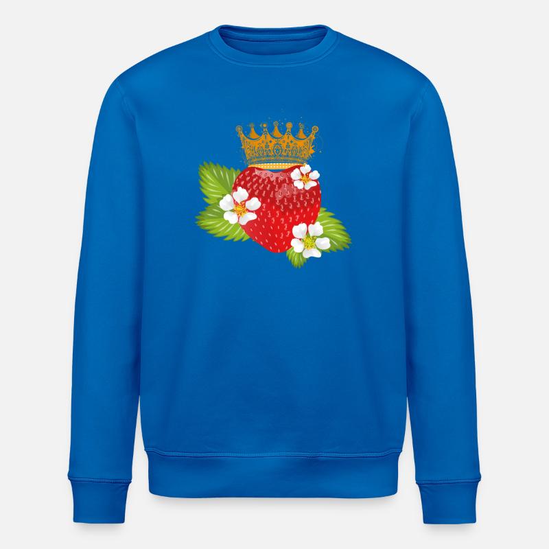Erdbeere mit Krone Blüten und Blätter - Stanley/Stella Unisex Bio-Sweatshirt ROLLER - Königsblau