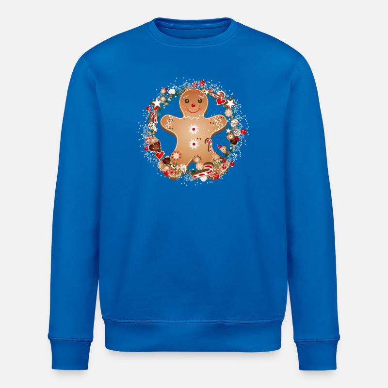 fröhlicher Lebkuchenmann im Plätzchen Kranz - Stanley/Stella Unisex Bio-Sweatshirt ROLLER - Königsblau