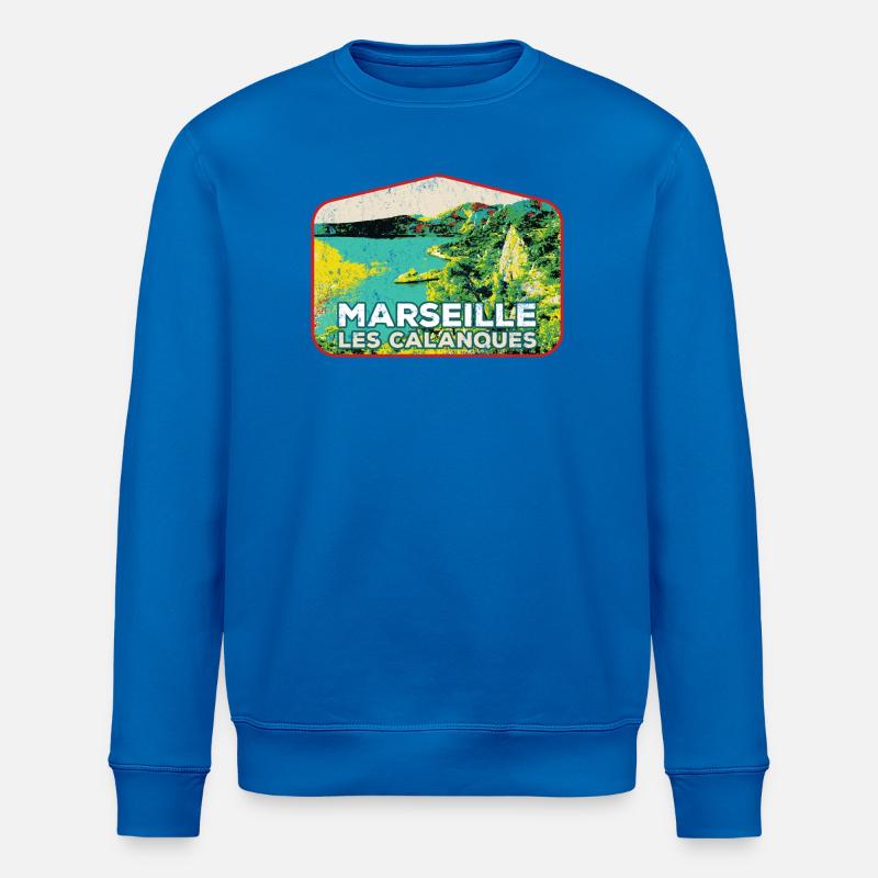 Retro-Abzeichen, Marseille Frankreich Les Calanques - Stanley/Stella Unisex Bio-Sweatshirt ROLLER - Königsblau