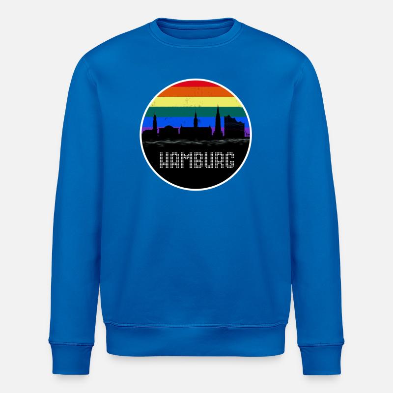 Hamburg Skyline Regenbogen - Stanley/Stella Unisex Bio-Sweatshirt ROLLER - Königsblau