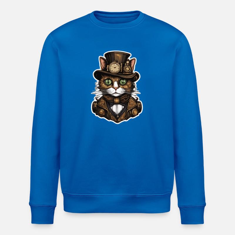 Steampunk Katze 01 - Stanley/Stella Unisex Bio-Sweatshirt ROLLER - Königsblau