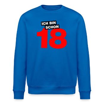 Ich bin schon 18 - Stanley/Stella Unisex Bio-Sweatshirt ROLLER - Königsblau - Vorne - Nik (191cm)