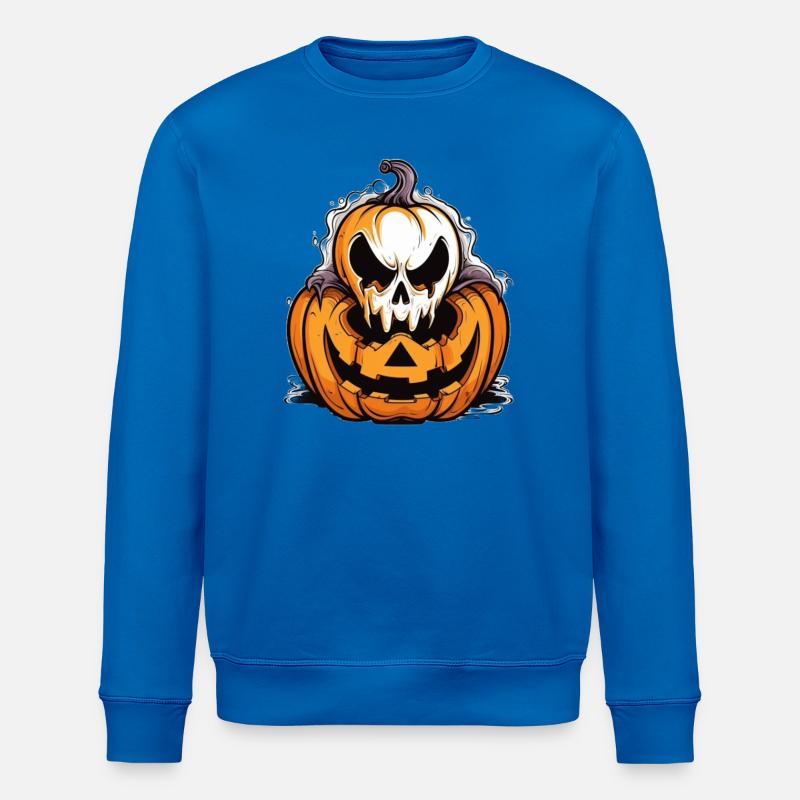 Spooky pumpkin with skull design - Stanley/Stella ROLLER Unisex Organic Sweatshirt - royal blue