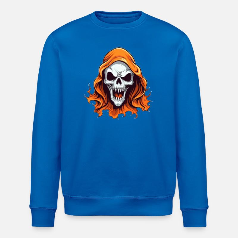 Totenkopf mit flammendem Haar - Stanley/Stella Unisex Bio-Sweatshirt ROLLER - Königsblau