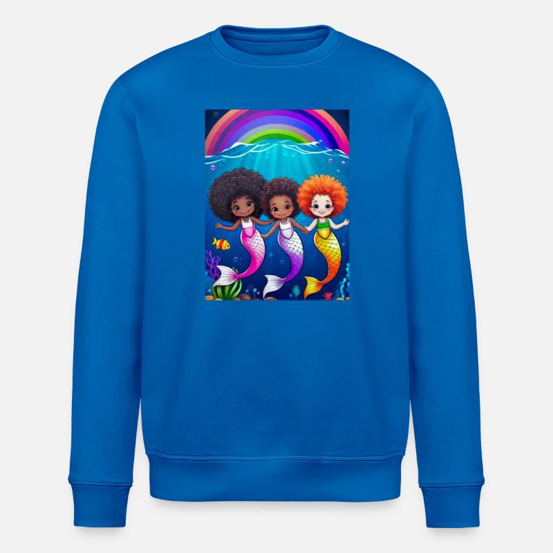 Bunte Meerjungfrauen mit Regenbogenhintergrund - Stanley/Stella Unisex Bio-Sweatshirt ROLLER - Königsblau