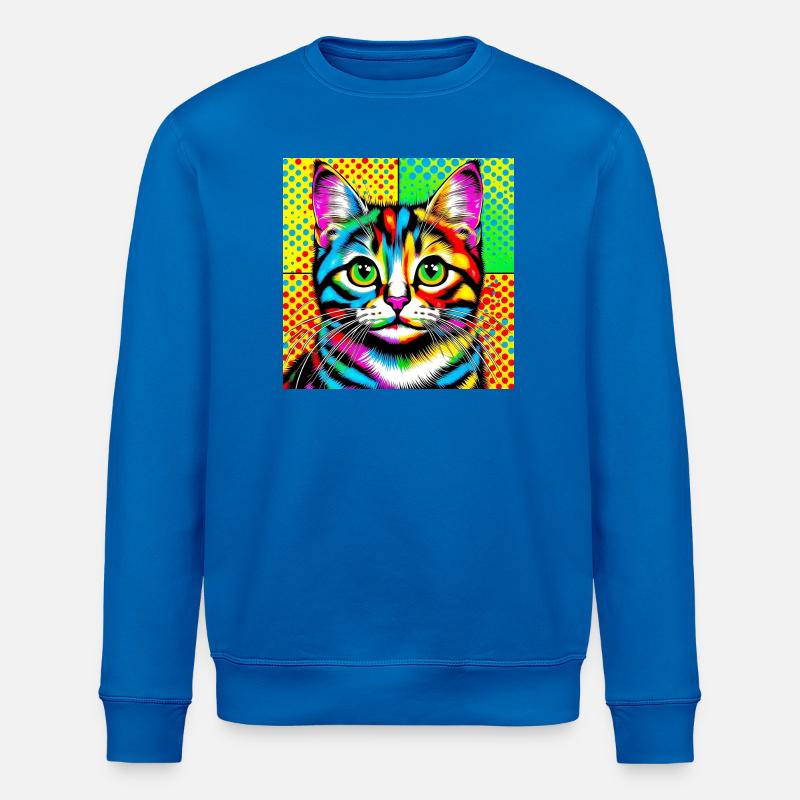 Katze Pop Art - Stanley/Stella Unisex Bio-Sweatshirt ROLLER - Königsblau