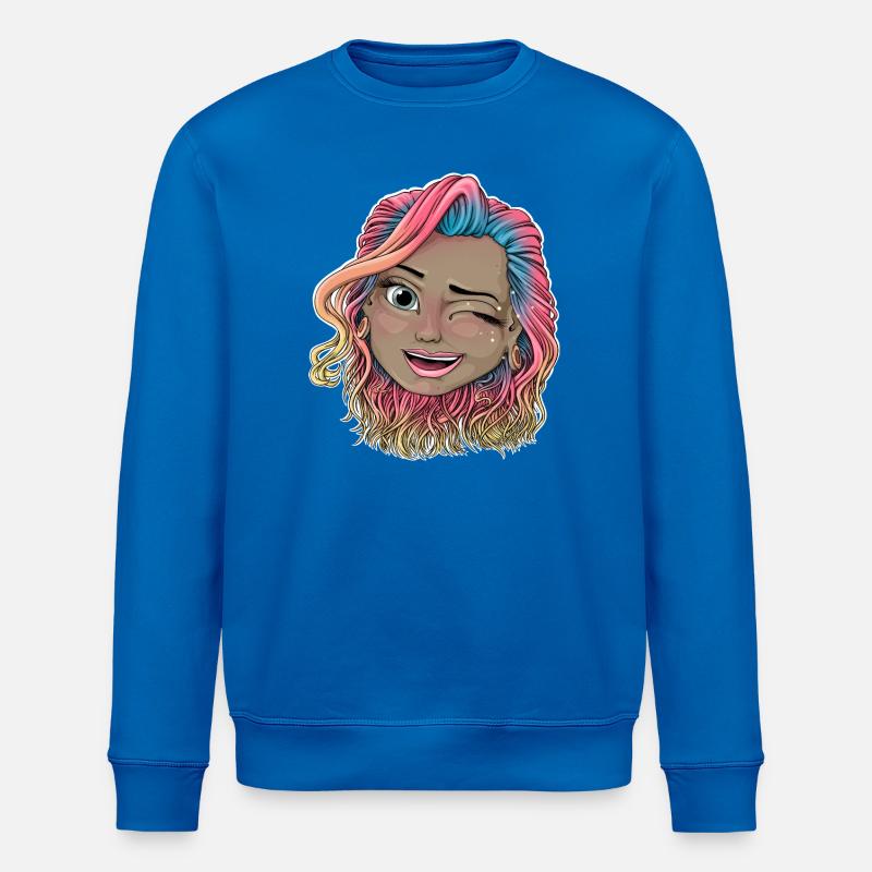 Lebendige zwinkernde Illustration - Stanley/Stella Unisex Bio-Sweatshirt ROLLER - Königsblau