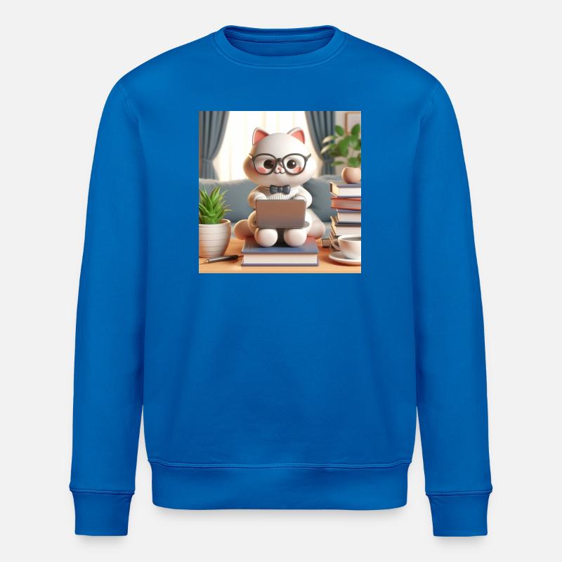 3D Computer Cat - Stanley/Stella ROLLER Unisex Organic Sweatshirt - royal blue