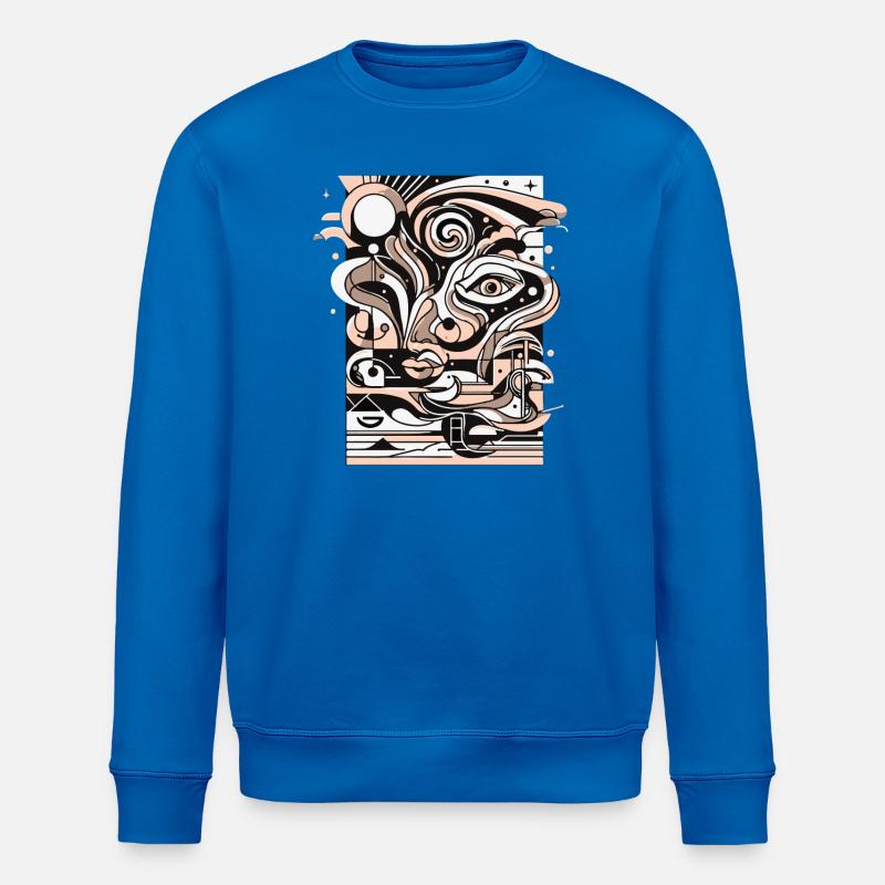 Surreal Line Face Pattern - Stanley/Stella ROLLER Unisex Organic Sweatshirt - royal blue